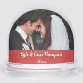 Merry Christmas Wedding Double Photo Schneekugeln (Rückseite)