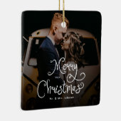 Merry Christmas Whimsical Script Custom Photo Keramikornament (Rechts)