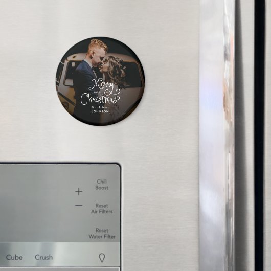 Merry Christmas Whimsical Script Custom Photo Magnet (In Situ (Kühlschrank))