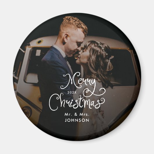 Merry Christmas Whimsical Script Custom Photo Magnet (Vorne)