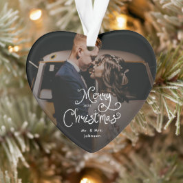 Merry Christmas Whimsical Script Custom Photo Ornament