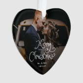 Merry Christmas Whimsical Script Custom Photo Ornament (Vorderseite)