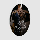 Merry Christmas Whimsical Script Custom Photo Ornament (Vorderseite)