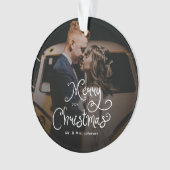 Merry Christmas Whimsical Script  Custom Photo  Ornament (Vorderseite)