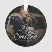 Merry Christmas Whimsical Script Custom Photo Ornament (Vorderseite)