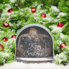 Merry Christmas Whimsical Script Custom Photo Schneekugeln