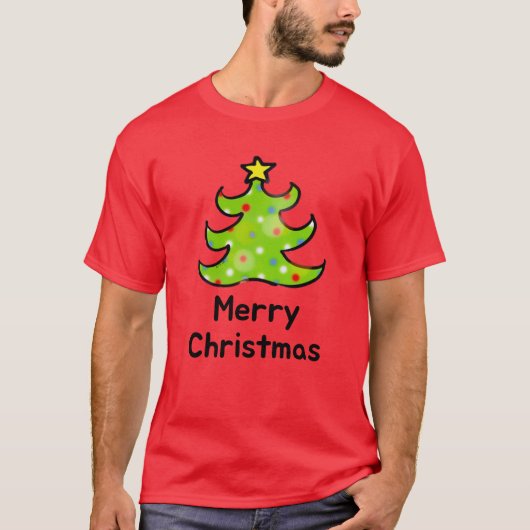 Merry Christmas Whimsical Tree Design T-Shirt (Vorderseite)