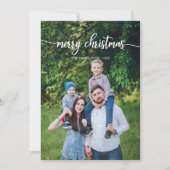 Merry Christmas White Script Unique Foto Einladung (Vorderseite)