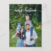 Merry Christmas White Script Unique Foto Postkarte (Vorderseite)