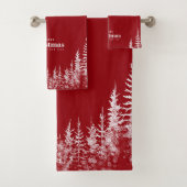 Merry Christmas White Trees Badhandtuch Set (Insitu)