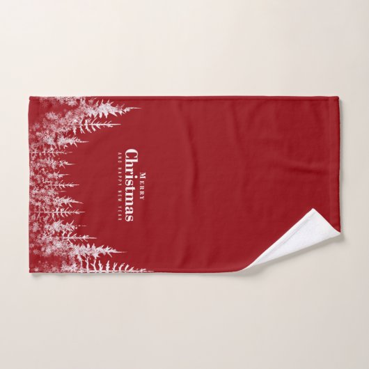 Merry Christmas White Trees Badhandtuch Set (Handtuch)