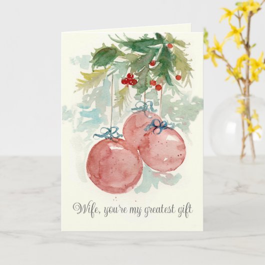 Merry Christmas Wife Greatest Gift Ornaments Karte (Gelbe Blume)