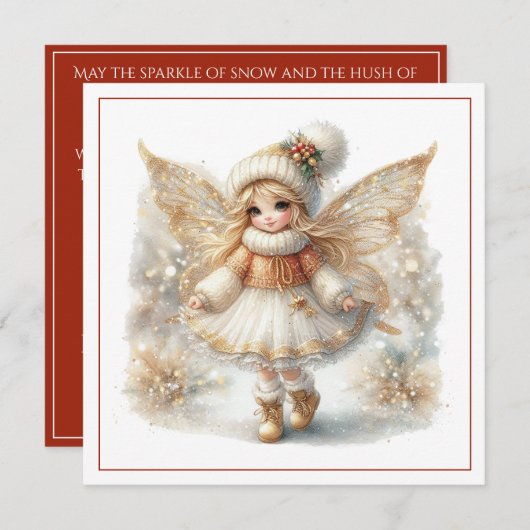 Merry Christmas – Winter Fairy with Golden Wings & (Vorne/Hinten)