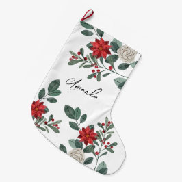 Merry Christmas Winter Floral Großer Weihnachtsstrumpf