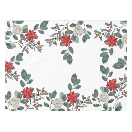 Merry Christmas Winter Floral Tischdecke (Vorderseite (Horizontal))