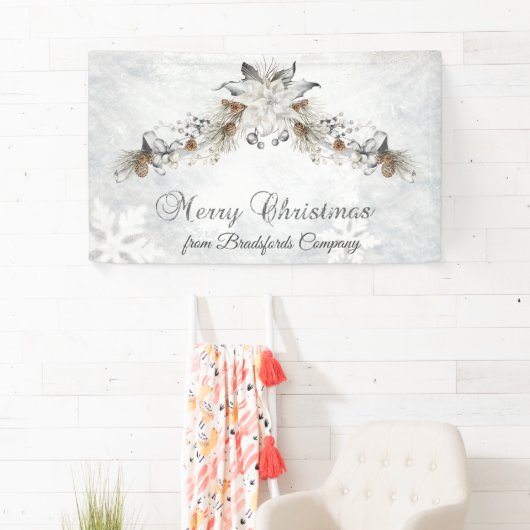 Merry Christmas Winter Flowers Pinecones Banner (Insitu)