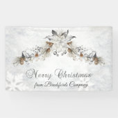 Merry Christmas Winter Flowers Pinecones Banner (Horizontal)