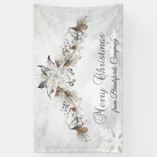 Merry Christmas Winter Flowers Pinecones Banner (Vertikal)