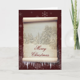 Merry Christmas Winter Parchment Illustration Feiertagskarte