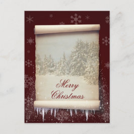 Merry Christmas Winter Parchment Illustration Feiertagspostkarte