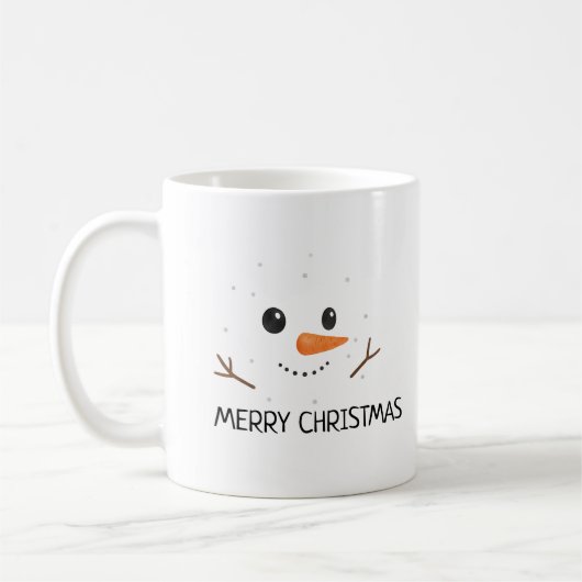 Merry Christmas winter snowman happy smile face Kaffeetasse (Links)