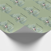 Merry Christmas Winter Spruce Tree Chickadee Geschenkpapier (Ecke)
