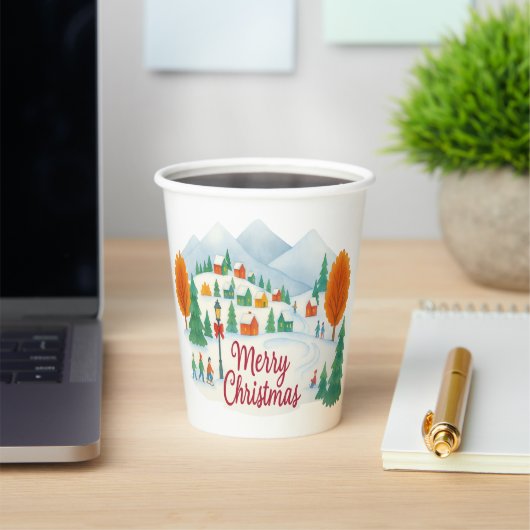 Merry Christmas Winter Village Holiday Paper cup Pappbecher (InSitu)
