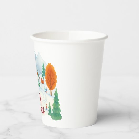 Merry Christmas Winter Village Holiday Paper cup Pappbecher (Links)