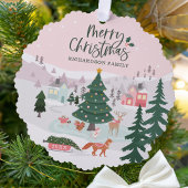 Merry Christmas Winter Wonderland Woodland Animals Ornament Karte