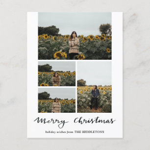 Merry Christmas Wird Modern Script Foto Holiday Feiertagspostkarte