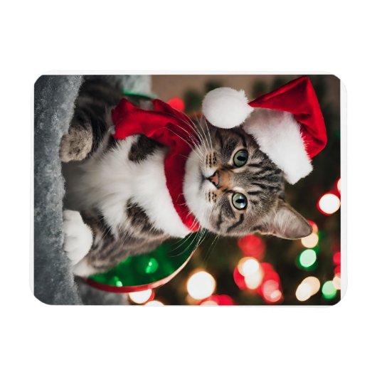 Merry Christmas with a cute kitten Magnet (Horizontal)