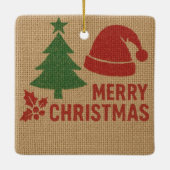 Merry Christmas with a cute knitted feel Keramikornament (Rückseite)