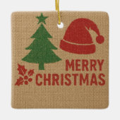 Merry Christmas with a cute knitted feel Keramikornament (Vorderseite)