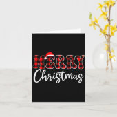 Merry Christmas With Black And Red Plaid Family Me Karte (Gelbe Blume)