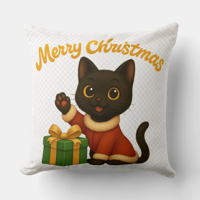 Merry Christmas with Emi the Black Cat Kissen (Vorderseite)