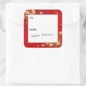 Merry Christmas with Gold Stars Gift Label Quadratischer Aufkleber (Tasche)