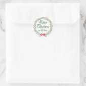 Merry Christmas With Love Wreath Holiday Runder Aufkleber (Tasche)