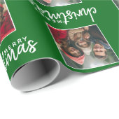 Merry Christmas with One Square Photo - green Geschenkpapier (Rolleneckpunkt)