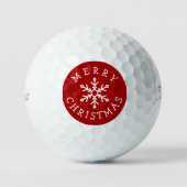 Merry Christmas with Snowflake on Bright Red Golfball (Vorderseite)