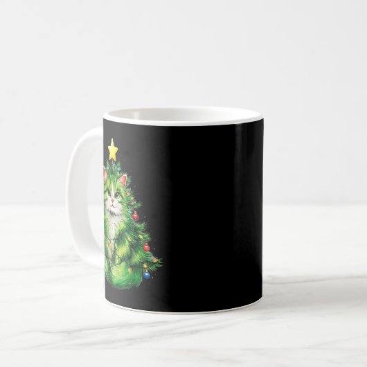 Merry Christmas With This Funny Christmas Tree Cat Kaffeetasse (Vorderseite Links)