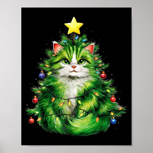 Merry Christmas With This Funny Christmas Tree Cat Poster (Vorne)