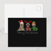 Merry Christmas with three pug dogs Feiertagspostkarte (Vorne/Hinten)