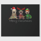 Merry Christmas with three pug dogs Geschenkpapier (Flach)