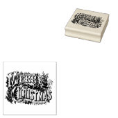 "MERRY CHRISTMAS" WOOD ART BRIEFMARKE GUMMISTEMPEL (Stempel)