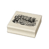 "MERRY CHRISTMAS" WOOD ART BRIEFMARKE GUMMISTEMPEL (Stempel)