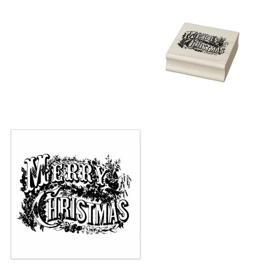 MERRY CHRISTMAS WOOD ART BRIEFMARKE GUMMISTEMPEL (Stempel)