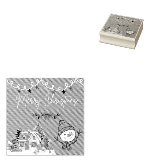 Merry Christmas Wood Art Stamp Gummistempel (Stempel)