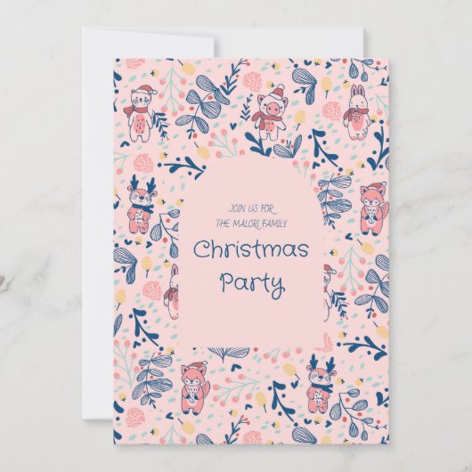 Merry Christmas Woodland Friends in Winter Forest Einladung (Vorderseite)
