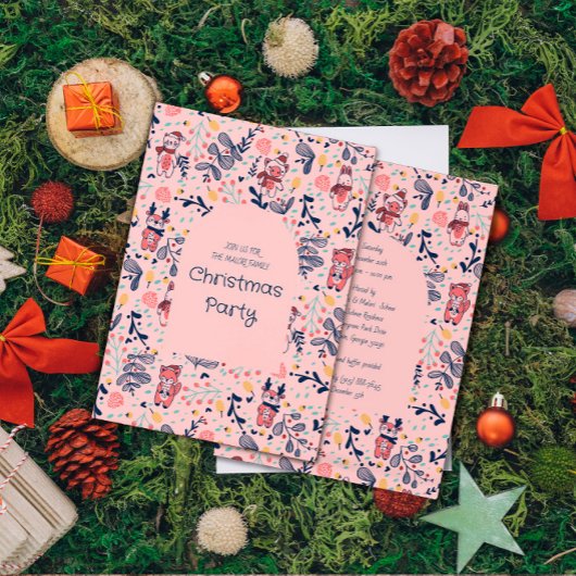 Merry Christmas Woodland Friends in Winter Forest  Einladung