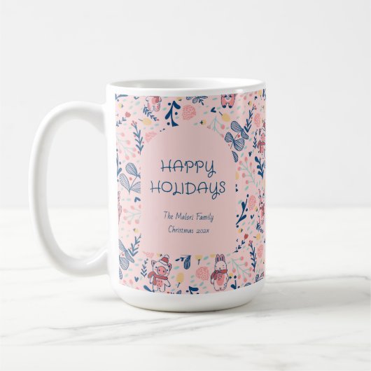 Merry Christmas Woodland Friends in Winter Forest Kaffeetasse (Links)